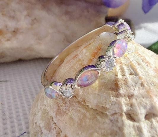 Half Marquise Cubic Zirconia Band in 925 Sterling Silver image 1