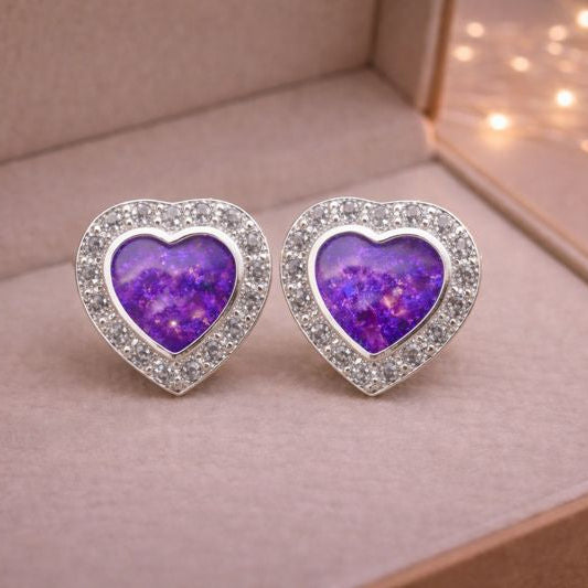 heart stud memorial earrings with ashes