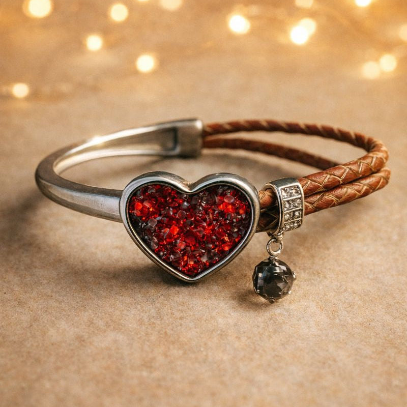 Steel and Leather Memorial Bracelet with Ashes, Hair or Fur