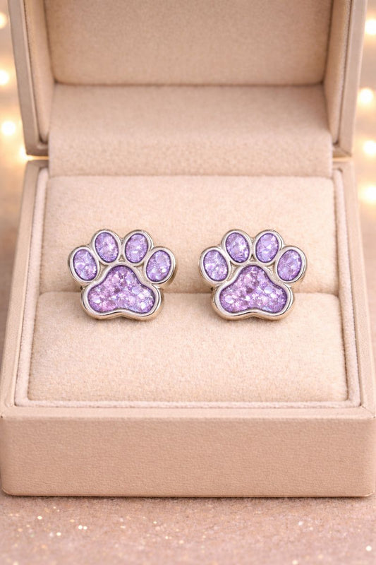 pawprint memorial pet earring studs with cremation ashes