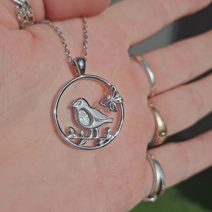 Robin and Butterfly Memorial Pendant