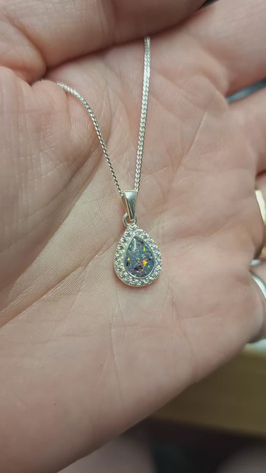 Teardrop Memorial Pendant, Memorial Necklace with Ashes / Hair or Fur.