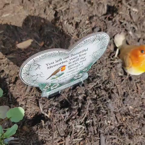 Robin Memorial Heart Garden Stake