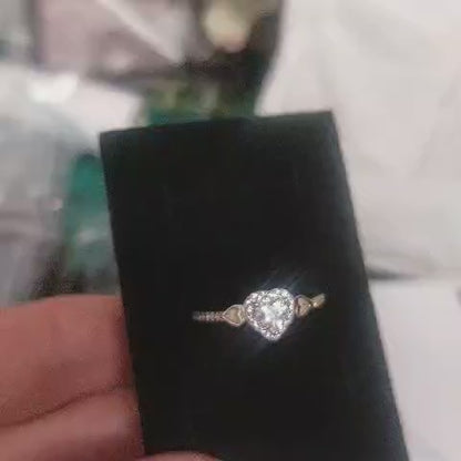 Delicate Heart Style  Memorial Ring - 925 Silver Memorial Ring w/ Inclusions