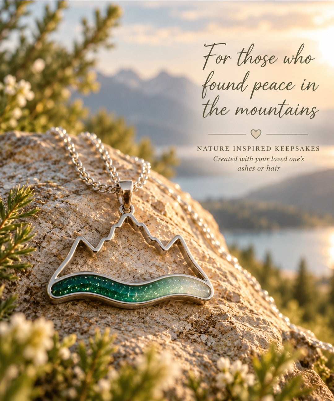 Mountain Peaks & River Memorial Pendant