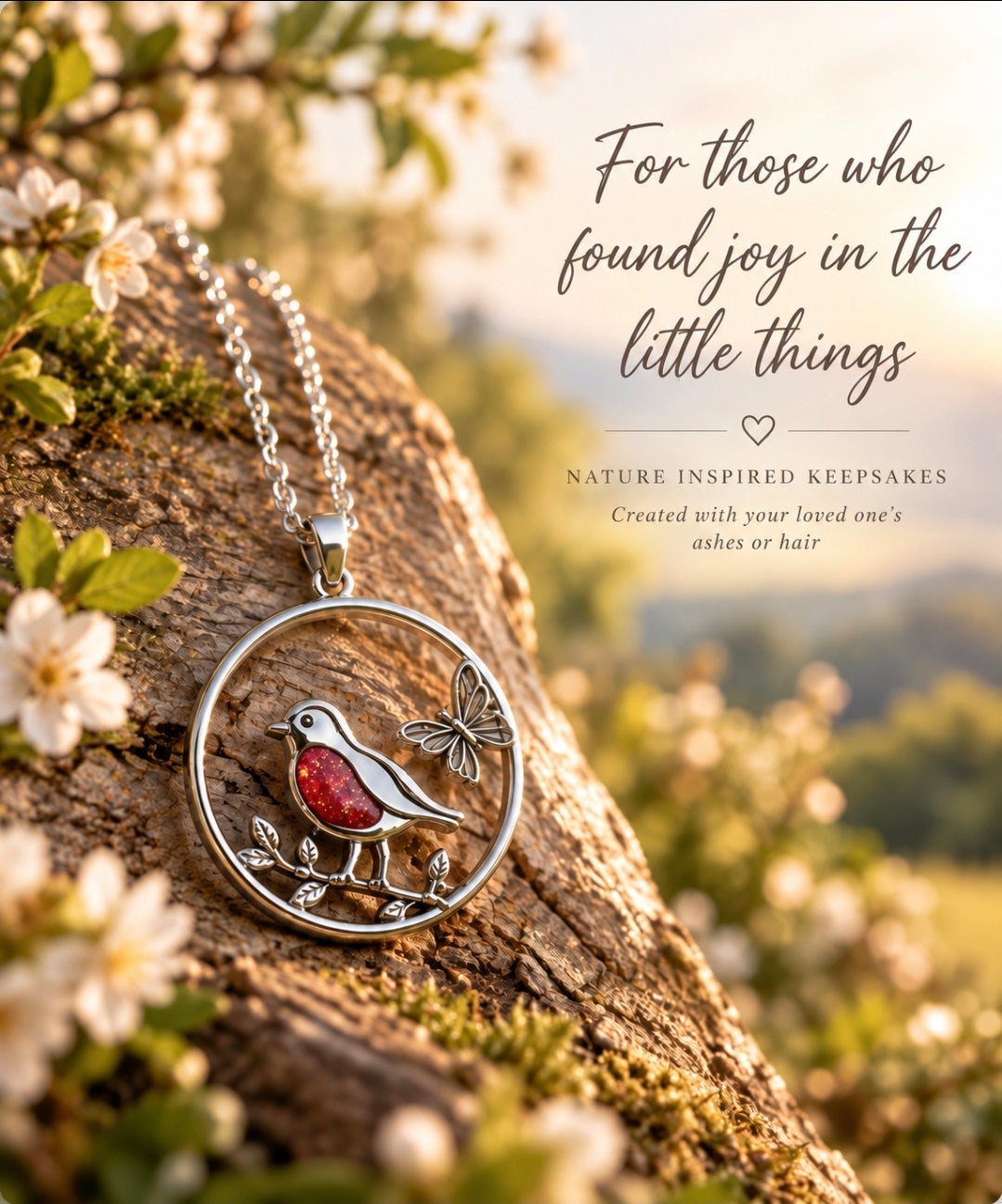 Robin and Butterfly Memorial Pendant