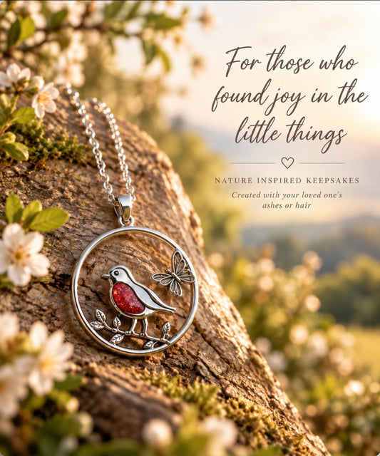 Robin and Butterfly Memorial Pendant