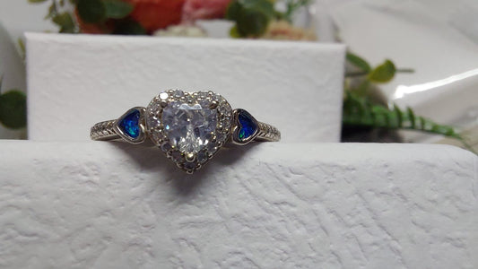 Delicate Heart Style  Memorial Ring - 925 Silver Memorial Ring w/ Inclusions