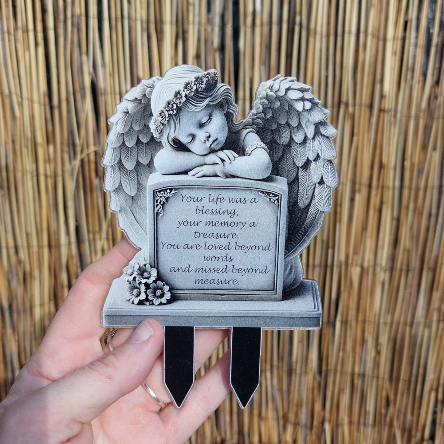Angel Memorial Garden Plaque – “Your Life Was a Blessing