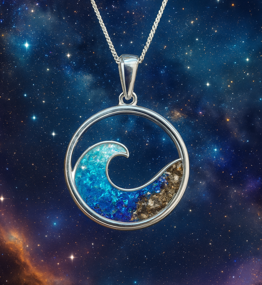 Thalassa Pendant - 925 Silver Memorial Ashes Beach Themed Necklace Pendant w/ Inclusions