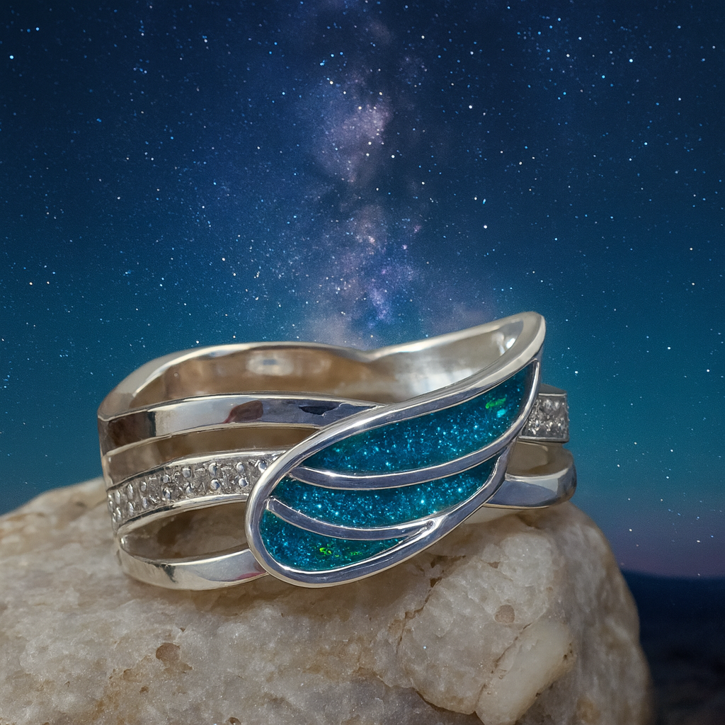 Lyra Ring - 925 Silver Memorial Ring w/ Inclusions