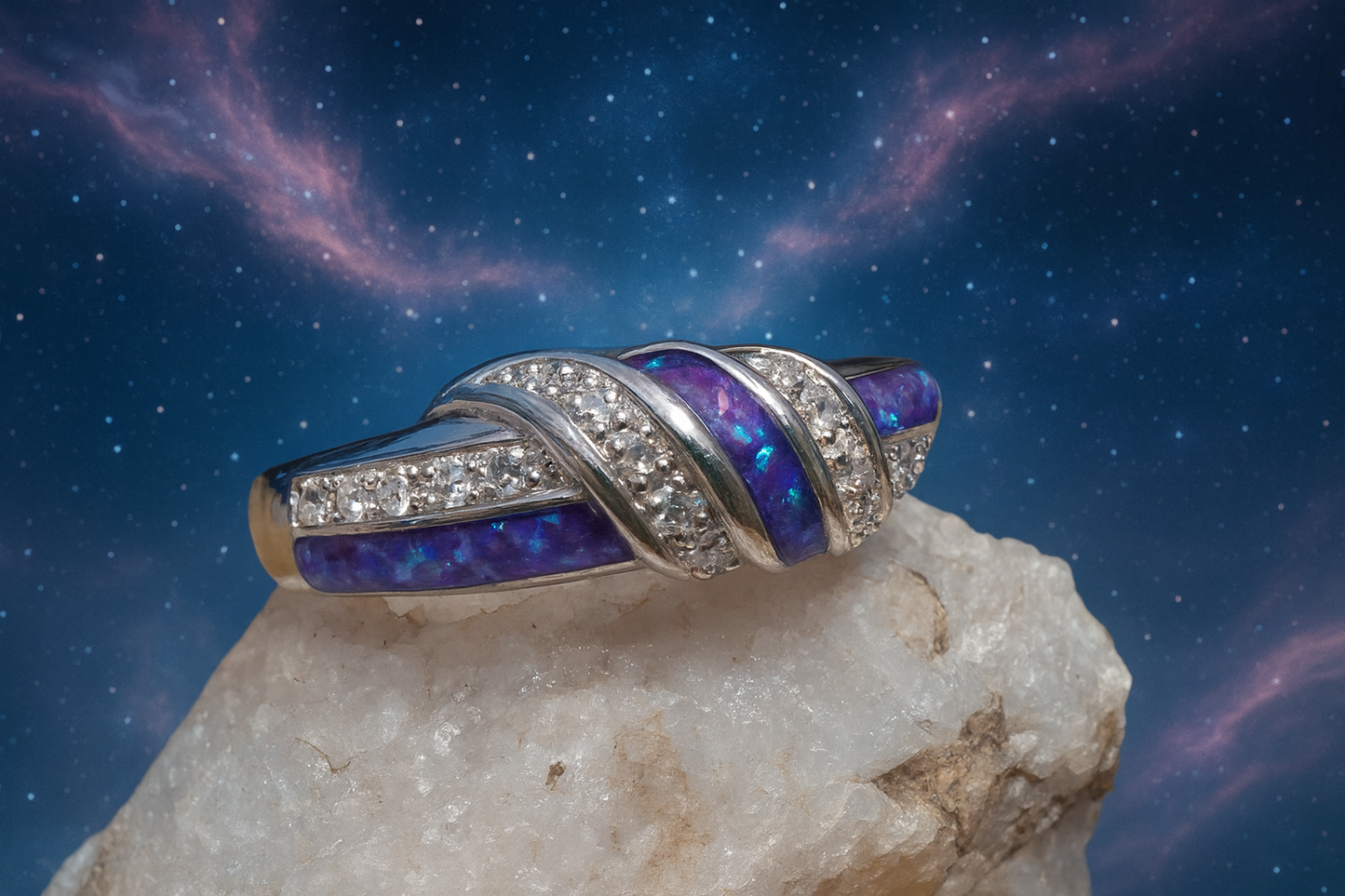Asteria Ring - 925 Silver Memorial Ring w/ Inclusions