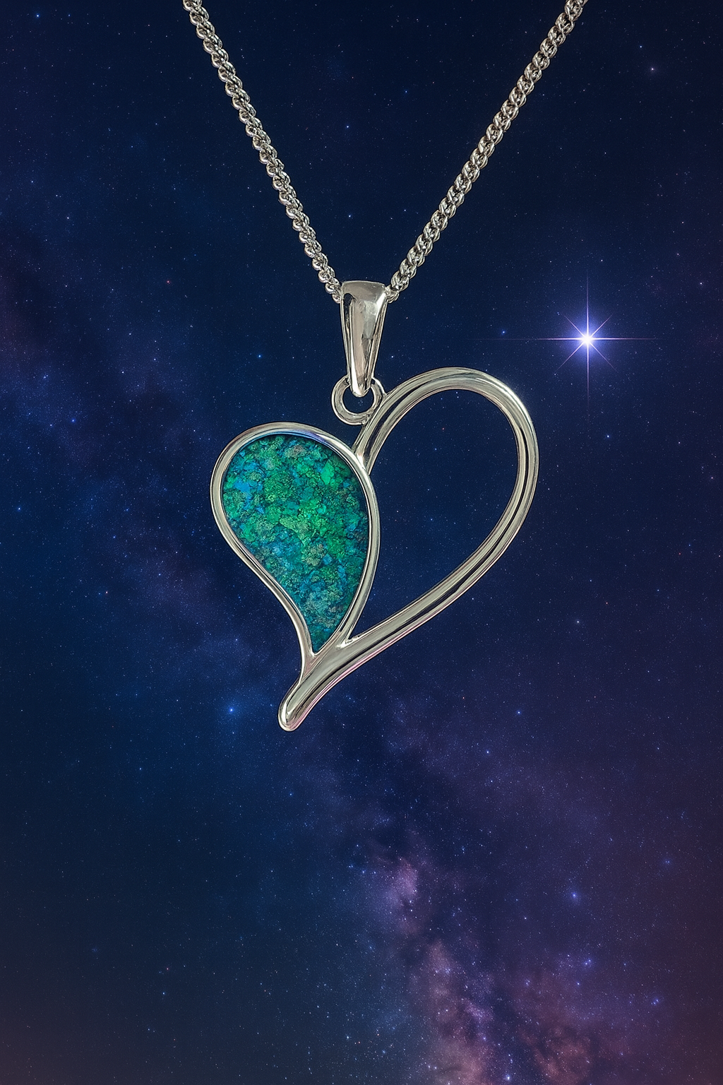 Celeste Pendant - 925 Silver Memorial Necklace w/ Inclusions.