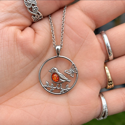 Robin and Butterfly Memorial Pendant