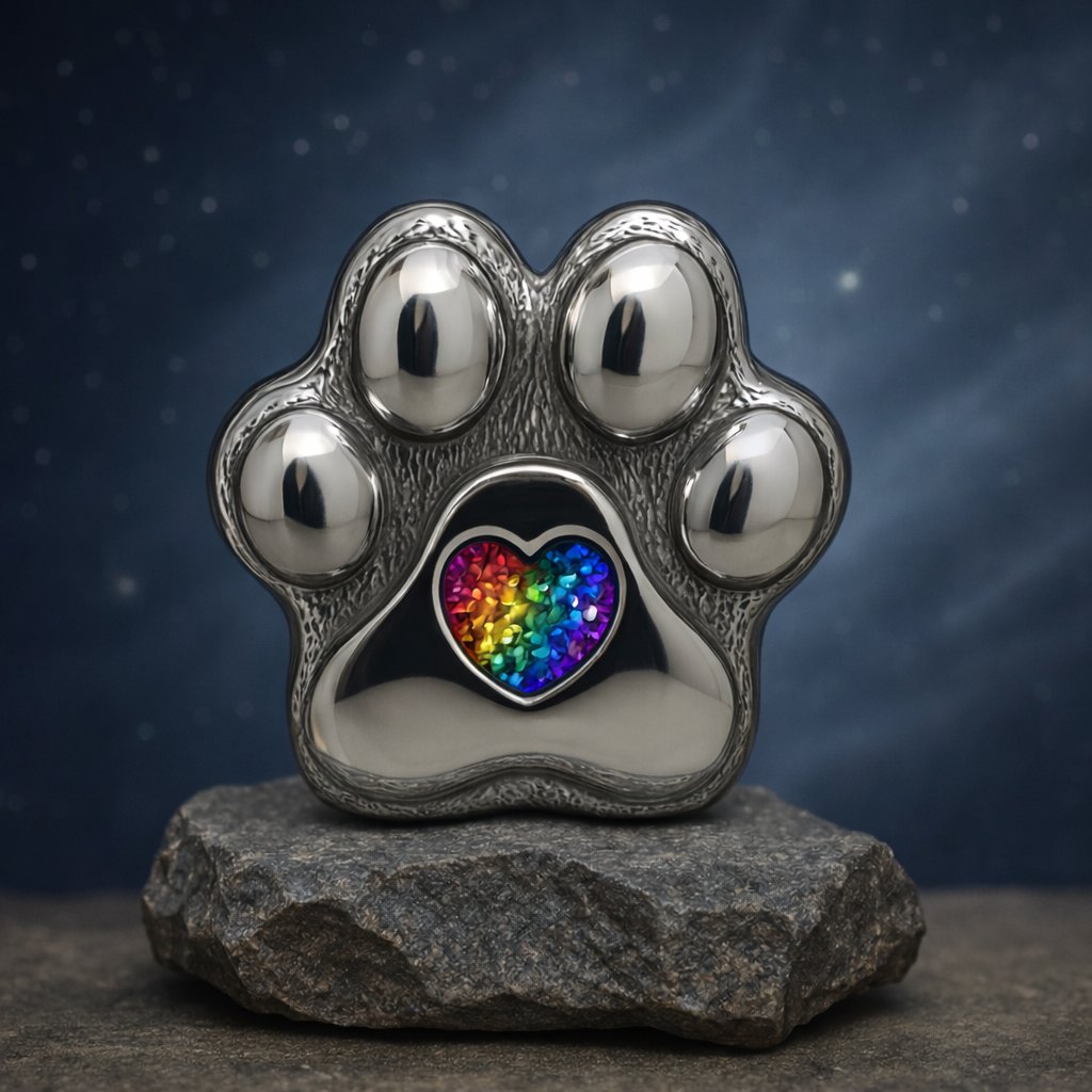 Stainless Steel Paw Print Memorial Ornament
