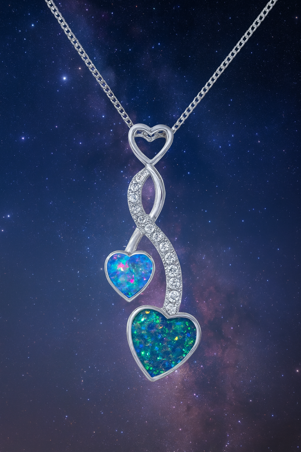 Albireo Pendant - 925 Silver Memorial Necklace w/ Inclusions